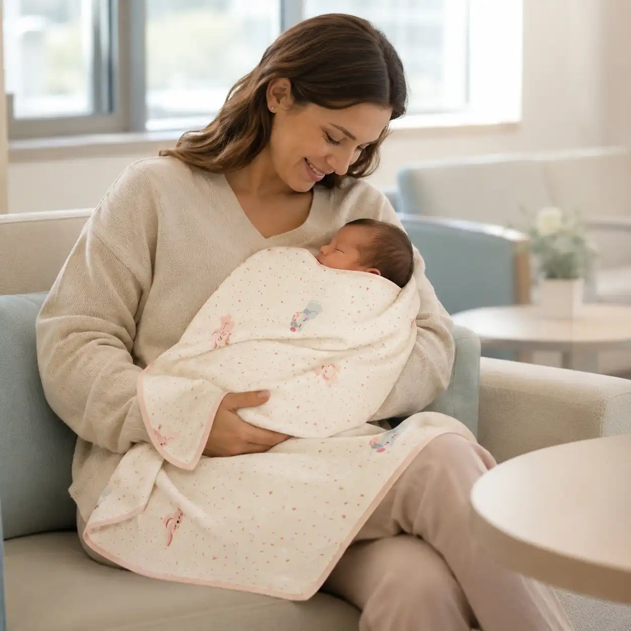 100% Organic Knit Cotton Baby Swaddle Blanket - Ultra-Soft Newborn Receiving Blanket & Nursery Crib Cover